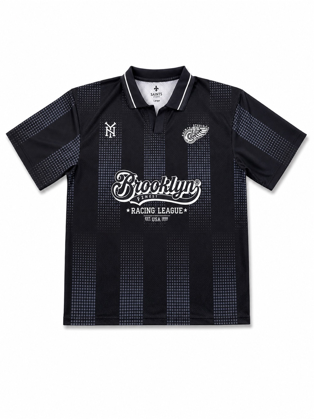 Saint Men's Black Graphic Polo Shirt